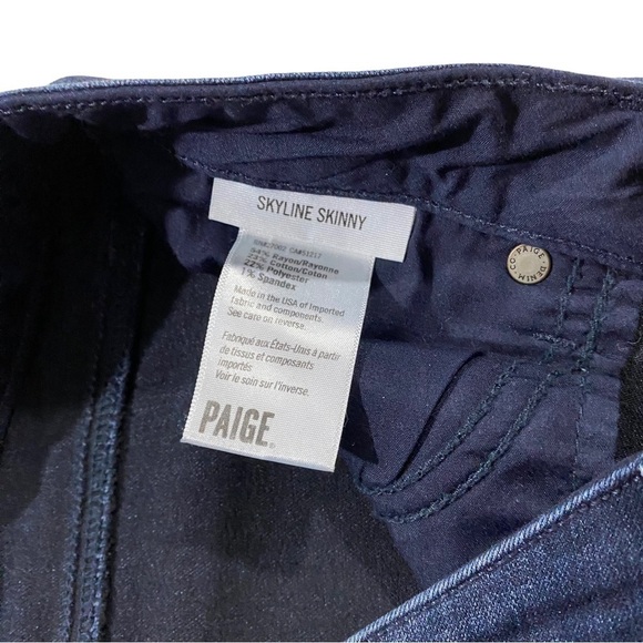 Paige Skyline Skinny in Georgie Wash Women Jeans Sz 28 x27 Dark Whiskered Denim - Picture 4 of 16